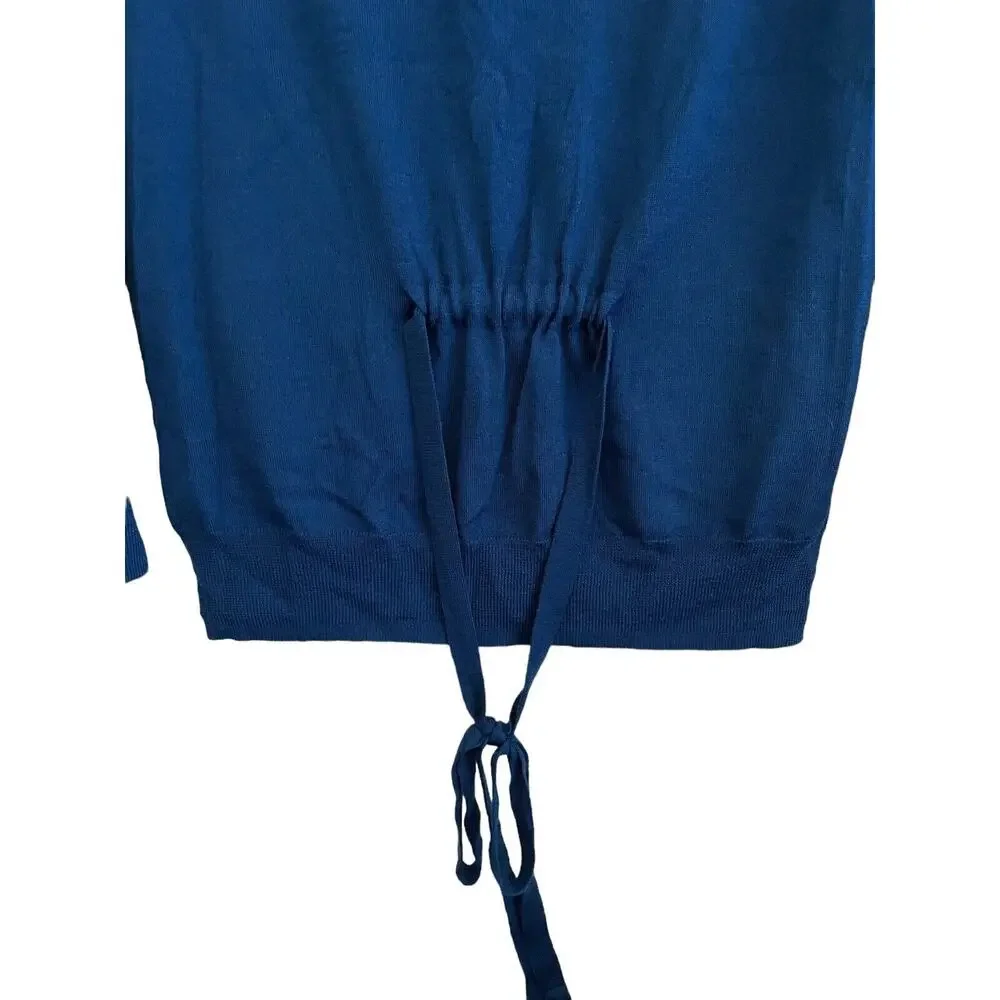 J. Crew Cardigan Sweater Women Size‎ XS Merino Wool Blue Tie Back Lightweight